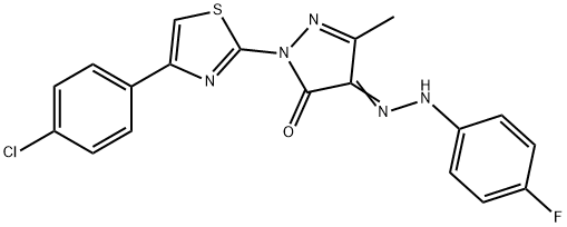 1-[4-(4-chlorophenyl)-1,3-thiazol-2-yl]-3-methyl-1H-pyrazole-4,5-dione 4-[(4-fluorophenyl)hydrazone] Struktur