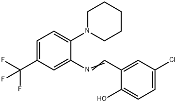 (E)-4-chloro-2-(((2-(piperidin-1-yl)-5-(trifluoromethyl)phenyl)imino)methyl)phenol Struktur