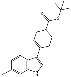 3-[1-(tert-Butoxycarbonyl)-1,2,3,6-tetrahydro-4-pyridinyl]-6-bromoindole Struktur