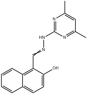 (E)-1-((2-(4,6-dimethylpyrimidin-2-yl)hydrazono)methyl)naphthalen-2-ol Struktur