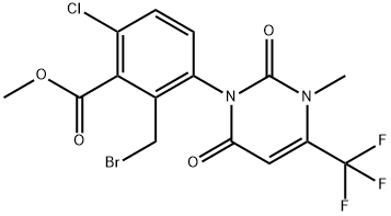 Methyl 2-(bromomethyl)-6-chloro-3-(3-methyl-2,6-dioxo-4-(trifluoromethyl)-2,3-dihydropyrimidin-1(6H)-yl)benzoate Struktur