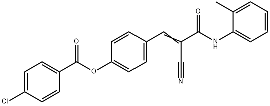 (E)-4-(2-cyano-3-oxo-3-(o-tolylamino)prop-1-en-1-yl)phenyl 4-chlorobenzoate Struktur