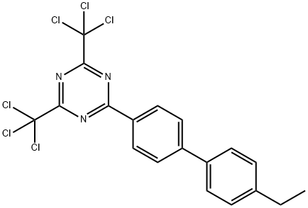 2-[4'-Ethyl(1,1'-biphenyl)-4-yl]-4,6-bis(trichloromethyl)-1,3,5-triazine Struktur