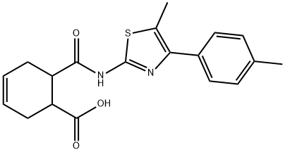 6-((5-methyl-4-(p-tolyl)thiazol-2-yl)carbamoyl)cyclohex-3-enecarboxylic acid Struktur