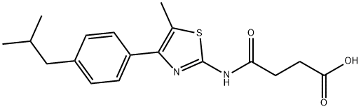 4-((4-(4-isobutylphenyl)-5-methylthiazol-2-yl)amino)-4-oxobutanoic acid Struktur