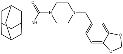 4-(1,3-benzodioxol-5-ylmethyl)-N-(tricyclo[3.3.1.1~3,7~]dec-1-yl)piperazine-1-carboxamide Struktur