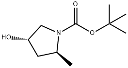 (2S, 4S)-4-Hydroxy-2-methyl-pyrrolidine-1-carboxylic acid tert-butyl ester Struktur