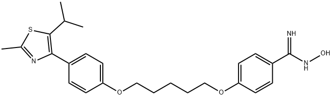 N-hydroxy-4-((5-(4-(5-isopropyl-2-methylthiazol-4-yl)phenoxy)pentyl)oxy)benzimidamide(WXG01597) Struktur