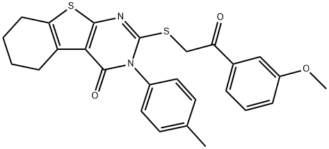 2-{[2-(3-methoxyphenyl)-2-oxoethyl]sulfanyl}-3-(4-methylphenyl)-5,6,7,8-tetrahydro[1]benzothieno[2,3-d]pyrimidin-4(3H)-one Struktur