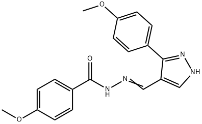 (Z)-4-methoxy-N'-((3-(4-methoxyphenyl)-1H-pyrazol-4-yl)methylene)benzohydrazide Struktur