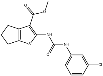 methyl 2-({[(3-chlorophenyl)amino]carbonyl}amino)-5,6-dihydro-4H-cyclopenta[b]thiophene-3-carboxylate Struktur