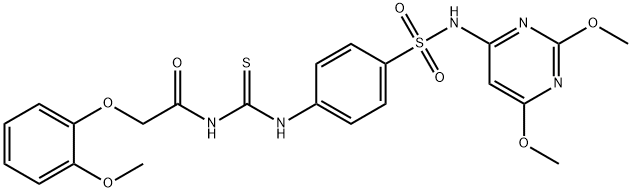 N-({4-[(2,6-dimethoxypyrimidin-4-yl)sulfamoyl]phenyl}carbamothioyl)-2-(2-methoxyphenoxy)acetamide Struktur