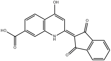 2-(1,3-dioxo-1,3-dihydro-2H-inden-2-ylidene)-4-hydroxy-1,2-dihydroquinoline-7-carboxylic acid Struktur