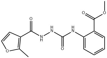 methyl 2-(2-(2-methylfuran-3-carbonyl)hydrazinecarboxamido)benzoate Struktur