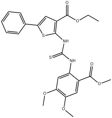 ethyl 2-(3-(4,5-dimethoxy-2-(methoxycarbonyl)phenyl)thioureido)-5-phenylthiophene-3-carboxylate Struktur