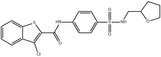 3-chloro-N-{4-[(tetrahydrofuran-2-ylmethyl)sulfamoyl]phenyl}-1-benzothiophene-2-carboxamide Struktur