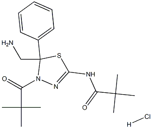 propanamide, N-[5-(aminomethyl)-4-(2,2-dimethyl-1-oxopropyl)-4,5-dihydro-5-phenyl-1,3,4-thiadiazol-2-yl]-2,2-dimethyl-, monohydrochloride Struktur