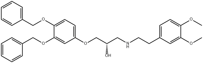 1-(3,4-bis(benzyloxy)phenoxy)-3-(3,4-dimethoxyphenethylamino)propan-2-ol Struktur