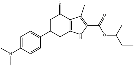 sec-butyl 6-(4-(dimethylamino)phenyl)-3-methyl-4-oxo-4,5,6,7-tetrahydro-1H-indole-2-carboxylate Struktur