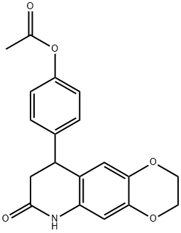 4-(7-oxo-2,3,6,7,8,9-hexahydro-[1,4]dioxino[2,3-g]quinolin-9-yl)phenyl acetate Struktur