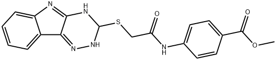 methyl 4-(2-((3,5-dihydro-2H-[1,2,4]triazino[5,6-b]indol-3-yl)thio)acetamido)benzoate Struktur