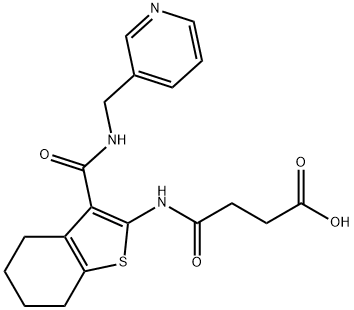 4-oxo-4-((3-((pyridin-3-ylmethyl)carbamoyl)-4,5,6,7-tetrahydrobenzo[b]thiophen-2-yl)amino)butanoic acid Struktur