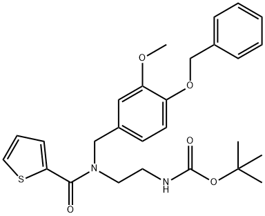 Carbamic acid, [2-[[[3-methoxy-4-(phenylmethoxy)phenyl]methyl](2-thienylcarbonyl)amino]ethyl]-, 1,1-dimethylethyl ester (9CI) Struktur