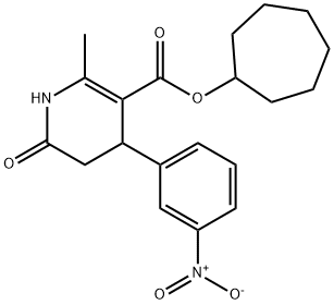 cycloheptyl 2-methyl-4-(3-nitrophenyl)-6-oxo-1,4,5,6-tetrahydropyridine-3-carboxylate Struktur