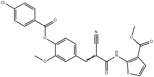 (E)-methyl 2-(3-(4-((4-chlorobenzoyl)oxy)-3-methoxyphenyl)-2-cyanoacrylamido)thiophene-3-carboxylate Struktur