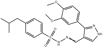 (Z)-N'-((3-(3,4-dimethoxyphenyl)-1H-pyrazol-4-yl)methylene)-4-isobutylbenzenesulfonohydrazide Struktur