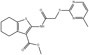 methyl 2-(2-((4-methylpyrimidin-2-yl)thio)acetamido)-4,5,6,7-tetrahydrobenzo[b]thiophene-3-carboxylate Struktur