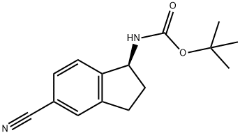 (S)-tert-butyl (5-cyano-2,3-dihydro-1H-inden-1-yl)carbamate Struktur