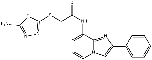 2-[(5-amino-1,3,4-thiadiazol-2-yl)sulfanyl]-N-(2-phenylimidazo[1,2-a]pyridin-8-yl)acetamide Struktur