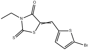 5-((5-bromothiophen-2-yl)methylene)-3-ethyl-2-thioxothiazolidin-4-one Struktur