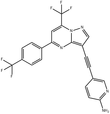 5-((7-(Trifluoromethyl)-5-(4-(trifluoromethyl)phenyl)pyrazolo[1,5-a]pyrimidin-3-yl)ethynyl)pyridin-2-amine Struktur