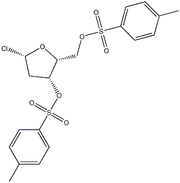 (2R,3R,5S)-5-chloro-2-(tosyloxymethyl)tetrahydrofuran-3-yl 4-methylbenzenesulfonate Struktur