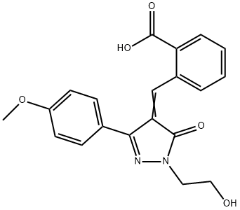 (Z)-2-((1-(2-hydroxyethyl)-3-(4-methoxyphenyl)-5-oxo-1H-pyrazol-4(5H)-ylidene)methyl)benzoic acid Struktur