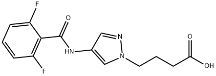 4-(4-(2,6-difluorobenzamido)-1H-pyrazol-1-yl)butanoic acid Structure