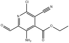 Ethyl 3-amino-6-chloro-5-cyano-2-formylisonicotinate Struktur