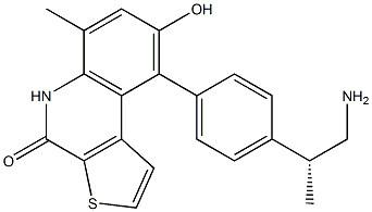 (R)-9-(4-(1-aminopropan-2-yl)phenyl)-8-hydroxy-6-methylthieno[2,3-c]quinolin-4(5H)-one Struktur