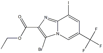 3-Bromo-8-iodo-6-trifluoromethyl-imidazo[1,2-a]pyridine-2-carboxylic acid ethyl ester Struktur