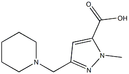 1-methyl-3-(piperidin-1-ylmethyl)-1H-pyrazole-5-carboxylic acid Struktur