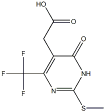 2-(2-(methylthio)-6-oxo-4-(trifluoromethyl)-1,6-dihydropyrimidin-5-yl)acetic acid Struktur