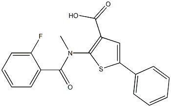 2-(2-fluoro-N-methylbenzamido)-5-phenylthiophene-3-carboxylic acid Struktur