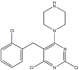 2,4-dichloro-5-(2-chlorobenzyl)-6-(piperazin-1-yl)pyrimidine Struktur