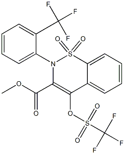 methyl 1,1-dioxy-2-(2-(trifluoromethyl)phenyl)-4-(trifluoromethylsulfonyloxy)-2H-benzo[e][1,2]thiazine-3-carboxylate Struktur