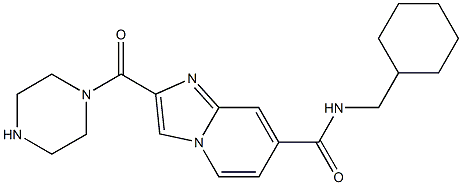 N-(cyclohexylmethyl)-2-(piperazine-1-carbonyl)imidazo[1,2-a]pyridine-7-carboxamide Struktur