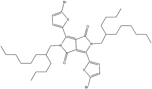 3,6-Bis-(5-bromo-thiophen-2-yl)-2,5-bis-(2-butyl-octyl)-2,5-dihydro-pyrrolo[3,4-c]pyrrole-1,4-dione Struktur