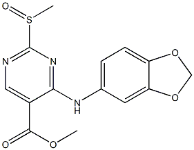 4-(Benzo[1,3]dioxol-5-ylamino)-2-methanesulfinyl-pyrimidine-5-carboxylic acid methyl ester Struktur