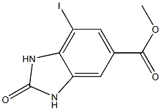 7-Iodo-2-oxo-2,3-dihydro-1H-benzoimidazole-5-carboxylic acid methyl ester Struktur